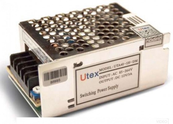 Блок питания UTA40-1H-DM SMALL (импульсный, 12В, 3А; входное напряжение 86..264В, выходное напряжение DC 12В, выходной ток 3А, Габариты: 85x58x33 mm) 