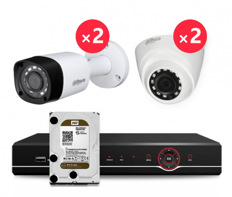 Комплект видеонаблюдения Dahua 4 Камеры 1080p (2 MP) 